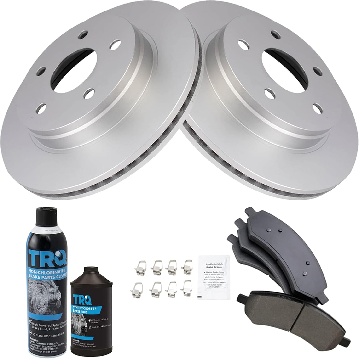 TRQ Front Brake Pad & Rotor Kit Brake Chemical Kit Brake Pads Brake Rotor Ceramic Premium G-Coated Compatible with 2007-2009 Chrysler Aspen Dodge Durango 2006-2010 Ram 1500 2011-2018 Ram 1500