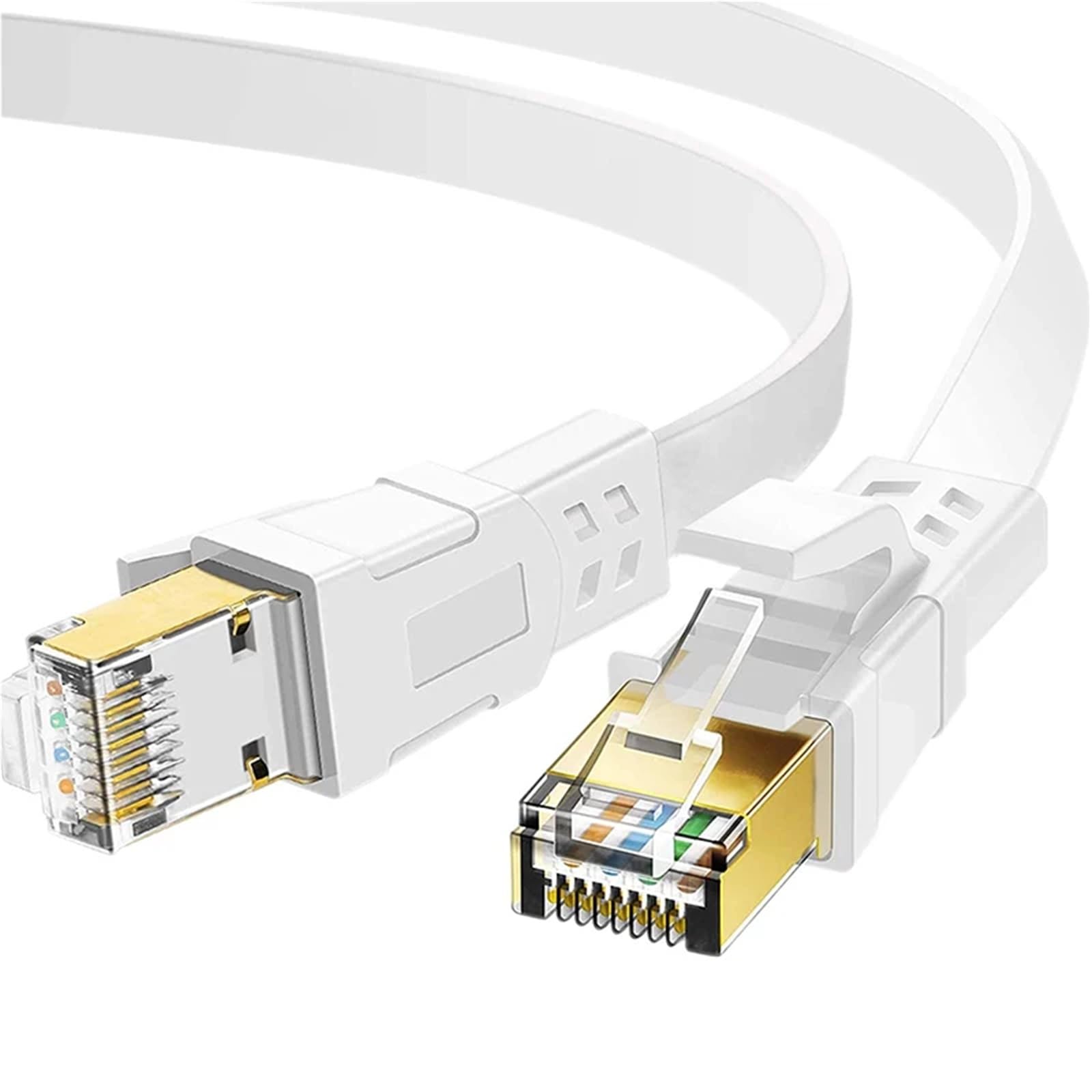 Kabel Ethernet Cat8 płaski RJ45 Komputer Internet LAN Sieć Ethernet Kabel przyłączeniowy Kabel Ethernet Cat 8(WHITE, 25M)