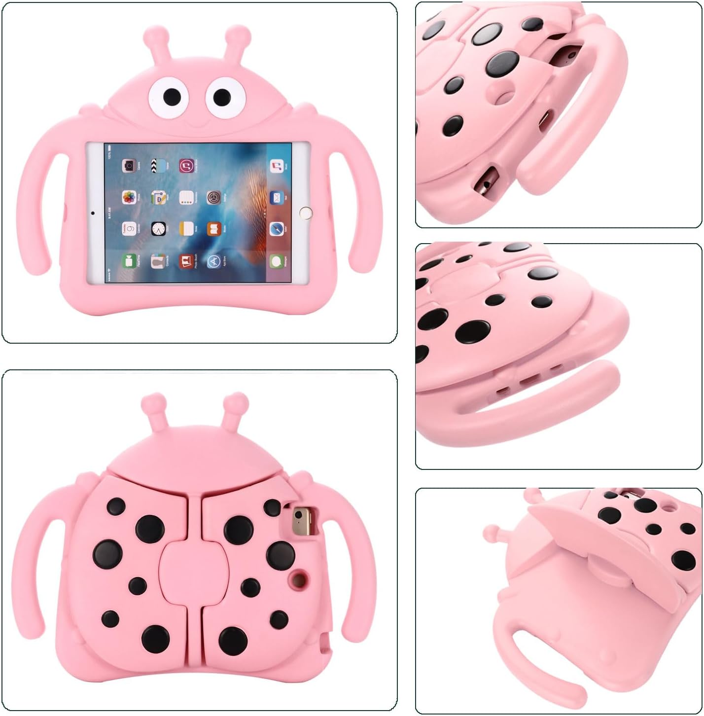 Kids Tablet Case for iPad Mini 5th/4th 7.9",Eva Heavy Duty Shockproof Cover with Folding Kickstand,Funny Beetle Shape Cartoon Case for Children