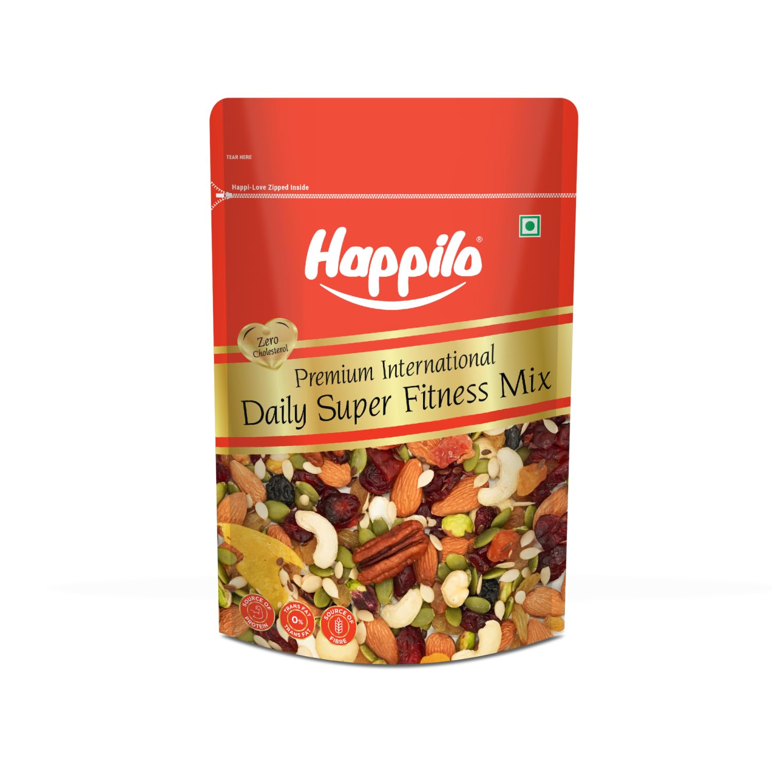 Happilo Premium International Daily Super Fitness Trail Mix of 20+ Varieties Dry Fruits Nuts, Seeds & Berries, Roasted Crunchy & Nutritious Healthy Snack, 160 g
