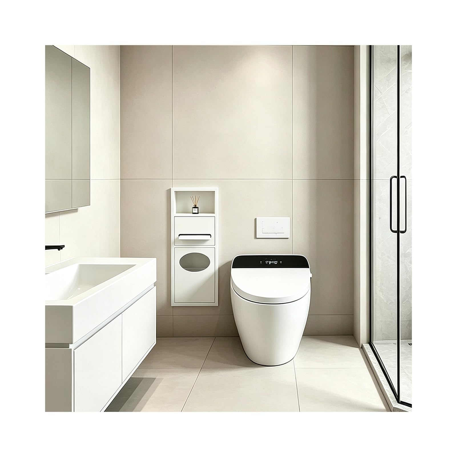 Recessed Toilet Niche, In-wall Trash Bin Cabinet for Bathroom Toilet