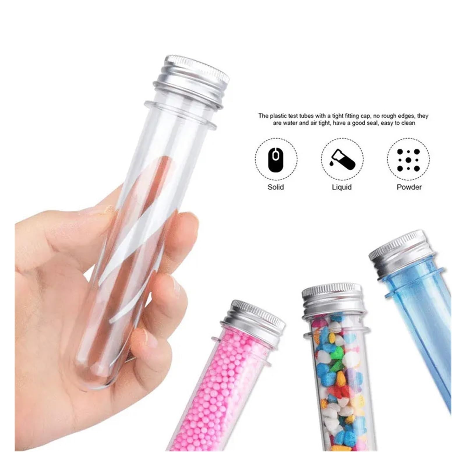 yingyingjia 20 szt. przezroczystych plastikowych probówek z pokrywkami, 40 ml, organizer na tubki cukierkowe z zatyczkami zabezpieczającymi przed wyciekiem, pojemnik na próbkę soli do kąpieli