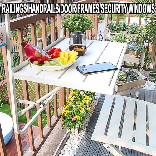 Table de balcon pliante suspendue pour vos apéros sur un petit garde-corps