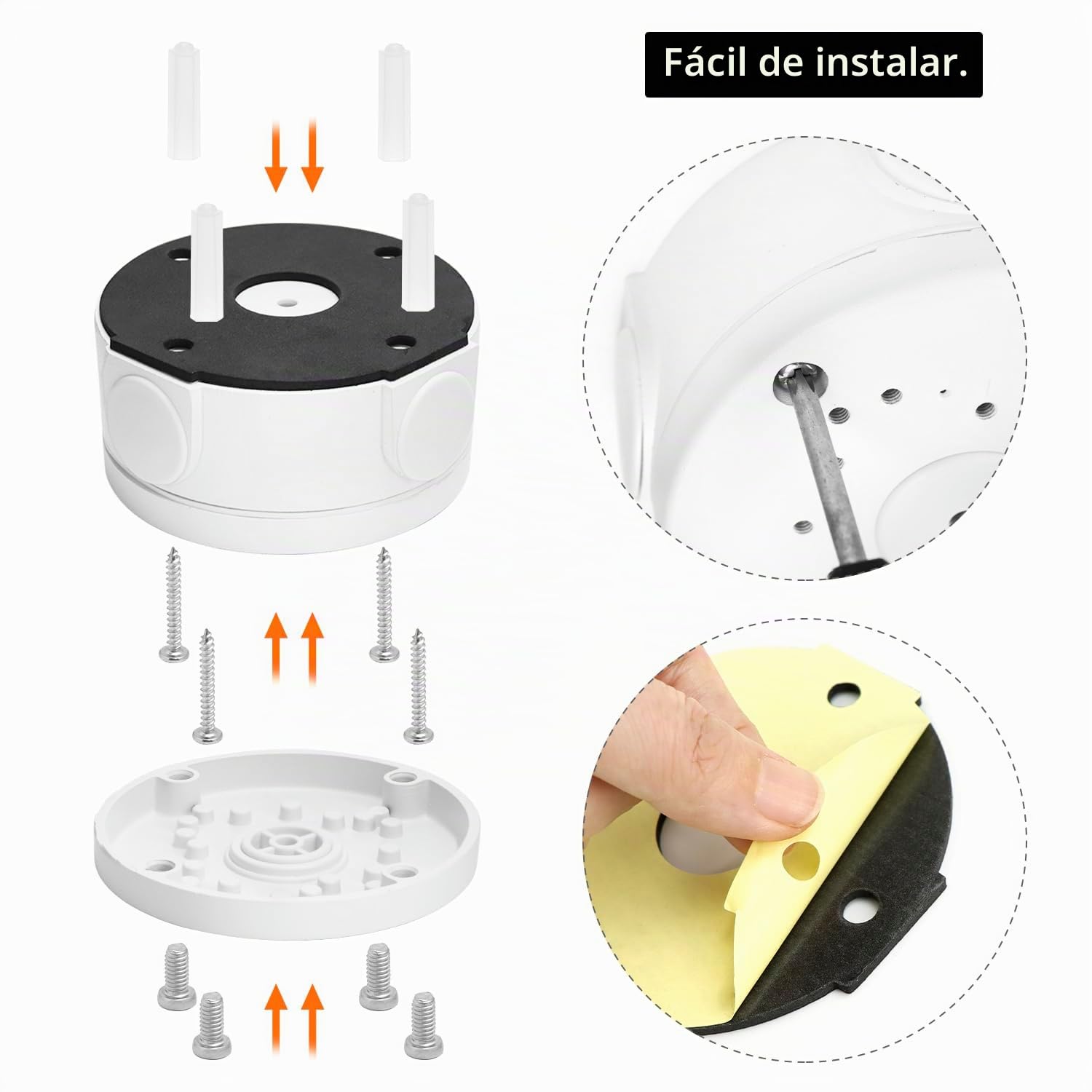 QWORK® 4 Piezas Cajas de Conexiones para Cámaras Fabricadas, Cajas de Conexiones en Aluminio, Caja de Cables Impermeable para Cámaras Tipo Bala, para Montaje en Pared y Techo