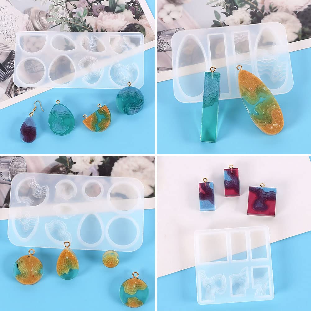 Epoxidharz Formen Set | 4 Ohrringe Gießformen Silikon | DIY Schmuck Bastelset