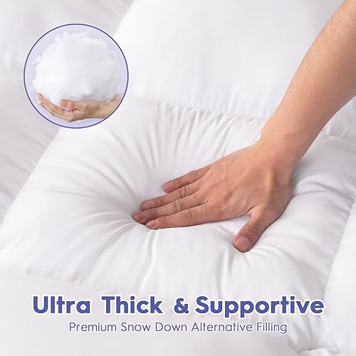 Miniatura 6 de ABENE King Mattress Topper for Back Pain Relief Extra Thick Mattress Pad Pillowtop Soft Mattress Protector Cover with 8-21 Deep Pocket Overfilled