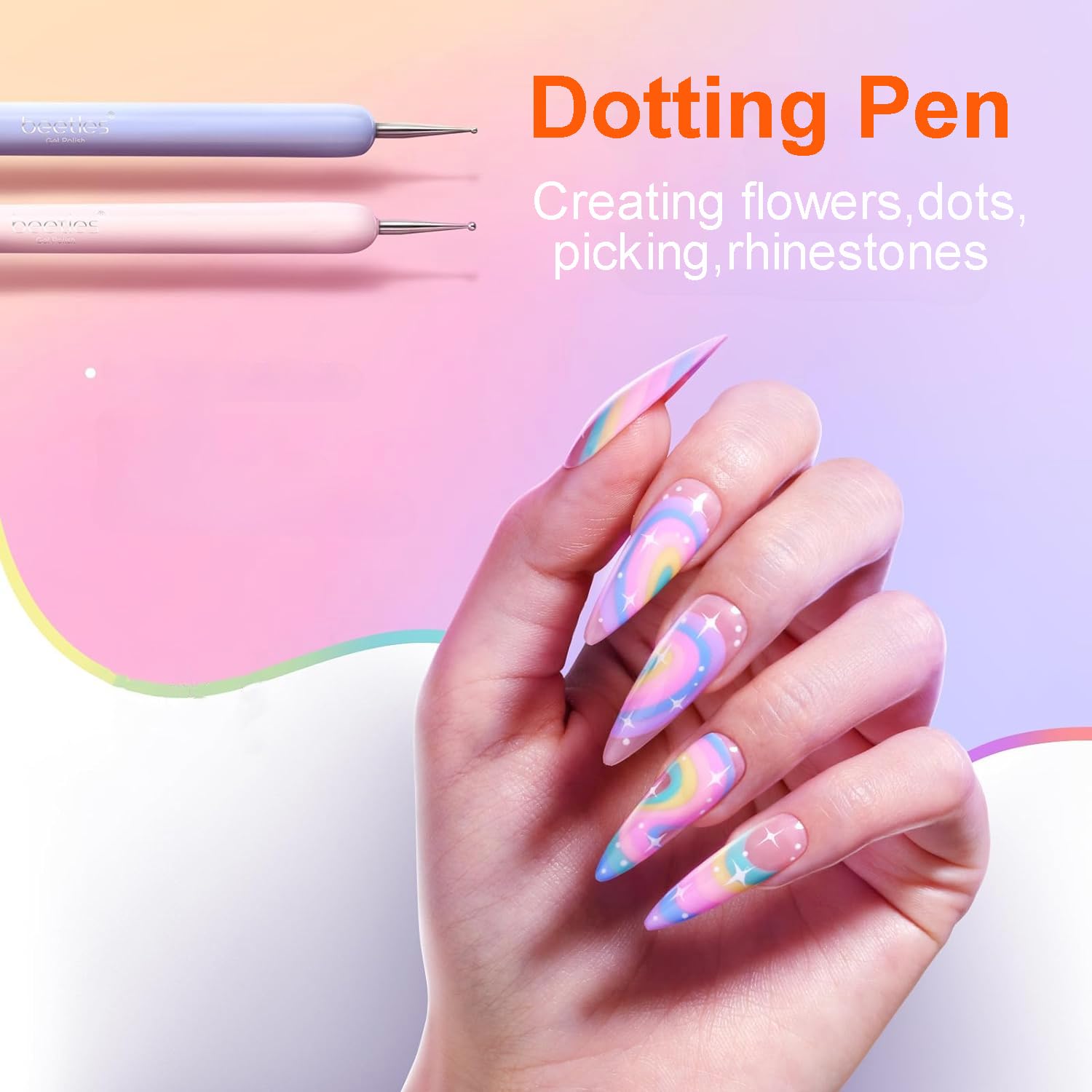 6PCS Nail Art Brushes Set - Professional Nail Design Kit with Gel Polish Brush, Liner, Dotting Tools & Dual-Ended Brushes for Acrylics, French Tips, DIY Manicure Gifts for Beginners/Artists