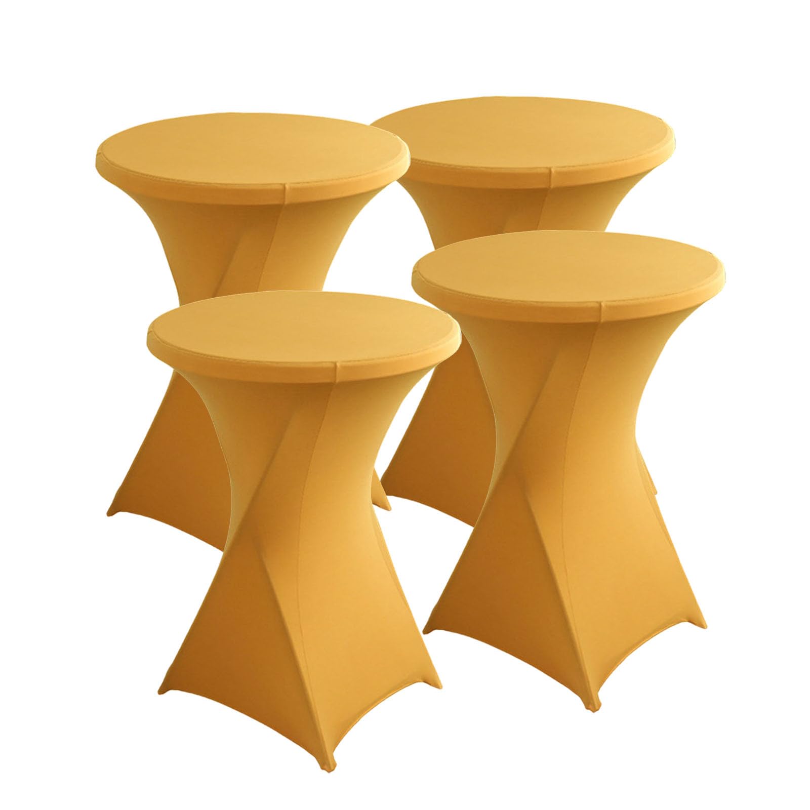 Housse mange debout extensible dorée 4 pièces Odot pour habiller une table de bar sans pli