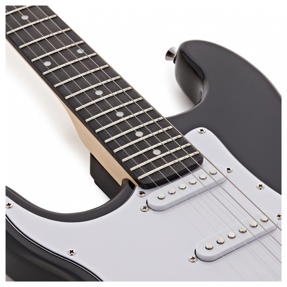 LA Left Handed Electric Guitar Black 10W Guitar Amp & Accessory Pack | For left-handed beginner guitarists comfortable lightweight body 2-band EQ amp with headphone output accessories include product thumbnail 8