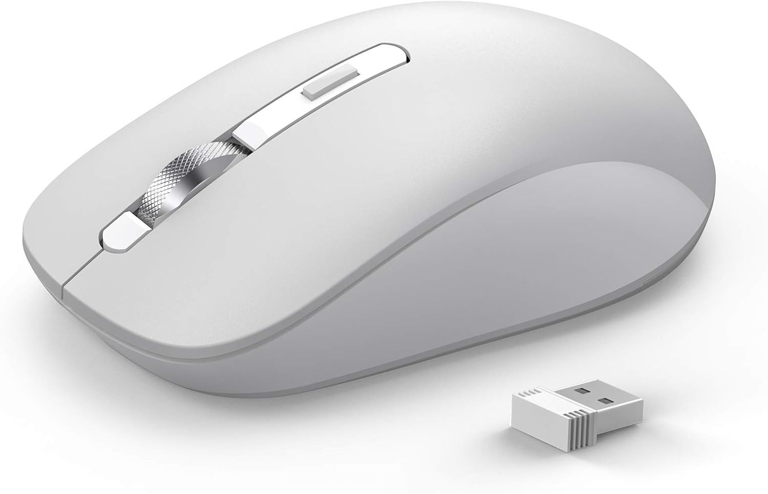 Bluetooth Mouse, J JOYACCESS 2.4G Wireless Bluetooth Mouse Dual Mode(Bluetooth 5.0/3.0+USB), Computer Mice for Laptop/Computer MacBook/Windows/MacOS/Android - Gray