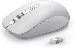 Bluetooth Mouse, J JOYACCESS 2.4G Wireless Bluetooth Mouse Dual Mode(Bluetooth 5.0/3.0+USB), Computer Mice for Laptop/Computer MacBook/Windows/MacOS/Android - Gray