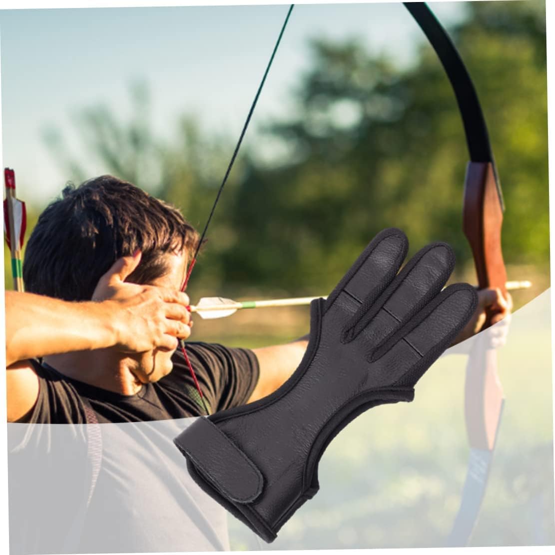 ROLTIN Archery Finger Glove Archery Glove Three Finger Shooting Hunting Leather Gloves Protector Feather Bow Shooting Hunting Protect Gloves for Men Women XL jiangyu1994