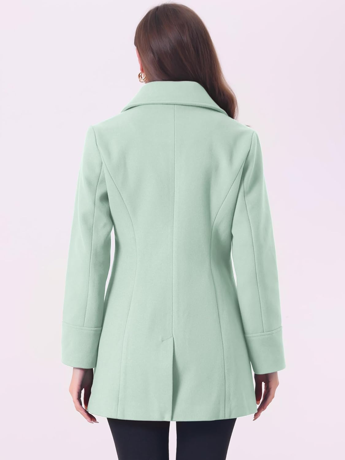 Allegra K Women's Elegant Overcoat Notched Shawl Collar Single Breasted Outerwear Winter Long Coat - Image 5