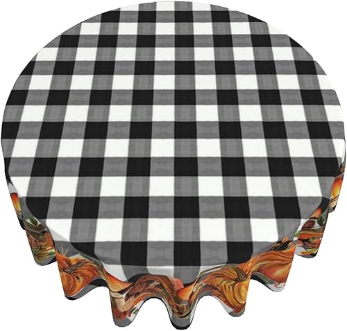 Miniatura 8 de AGAYNA Mantel redondo de Navidad de 70 pulgadas, mantel floral de flor de pascua rojo y blanco, resistente a las manchas, mantel de Navidad con