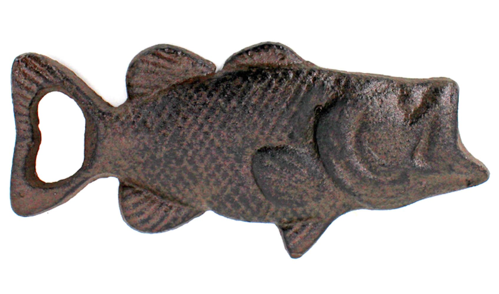 The Bridge Collection 5.90"" Cast Iron Bass Bottle Opener - Fish Decor for Cabin, Mountain, Lake House Decor for Home- Camping Decor for Home -