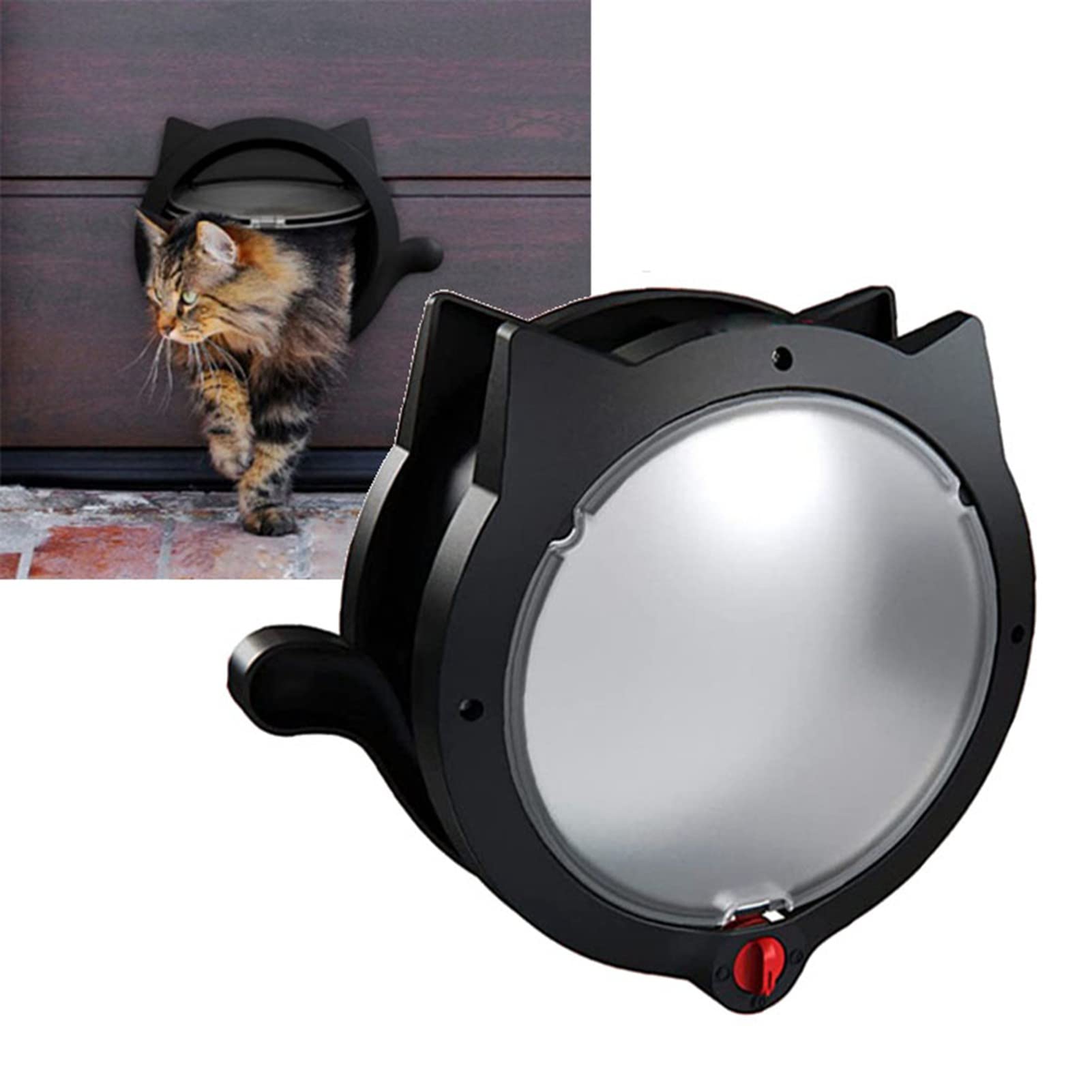 Ozgkee Cat Door Magnetic 4 Locking Modes Safe Plastic Automatic Cat Door Pet Door for Indoor Exterior Doors (Black) - Image 3