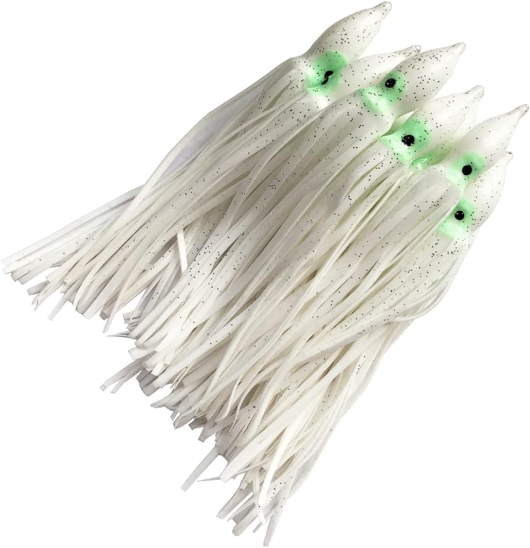 Hoochie Octopus Skirts Trolling Lures Fishing Tackle Soft Plastic Lures Luminous Squid Skirts Saltwater/Bait Lures1.9 '' - 8 ''（22PK）
