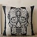 LINKWELL 18inches Black Vertical Stripe Skull with Cross in the Forehead Halloween All Hallows' Eve Burlap Square Cushion Cover Pillow Case Mexican Day of the Dead Calavera All Souls Day Dia De Muertos