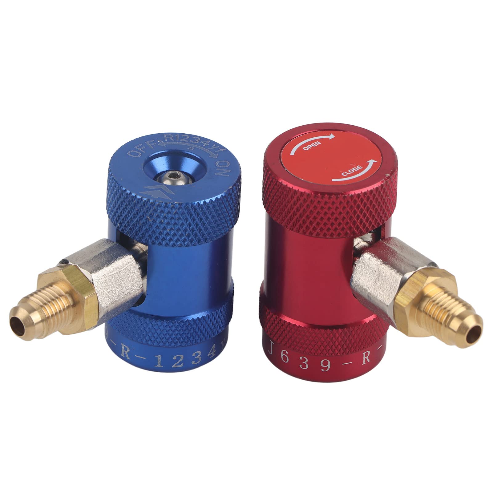 High Low Pressure Car A C Quick Adapter, 2 pcs R1234YF Adapter Fitting, 1/4 inches Quick Coupler, Manifold, Automotive Air Conditioning Repair Tools