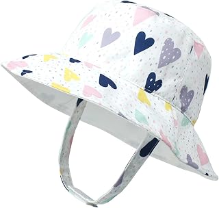 Chapéu de sol de bebê estampado reversível infantil menino meninas chapéu FPS 50+ proteção solar praia balde chapéu aba larga