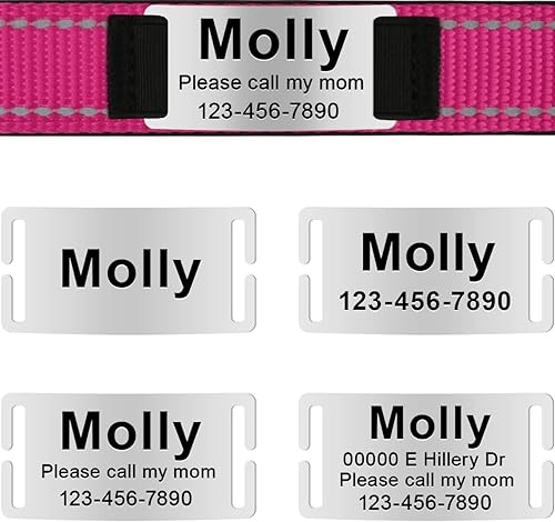 Miniatura 3 de Taglory Collares de perro personalizados para perros pequeños, collar reflectante personalizado con placa de nombre, collar acolchado para mascotas