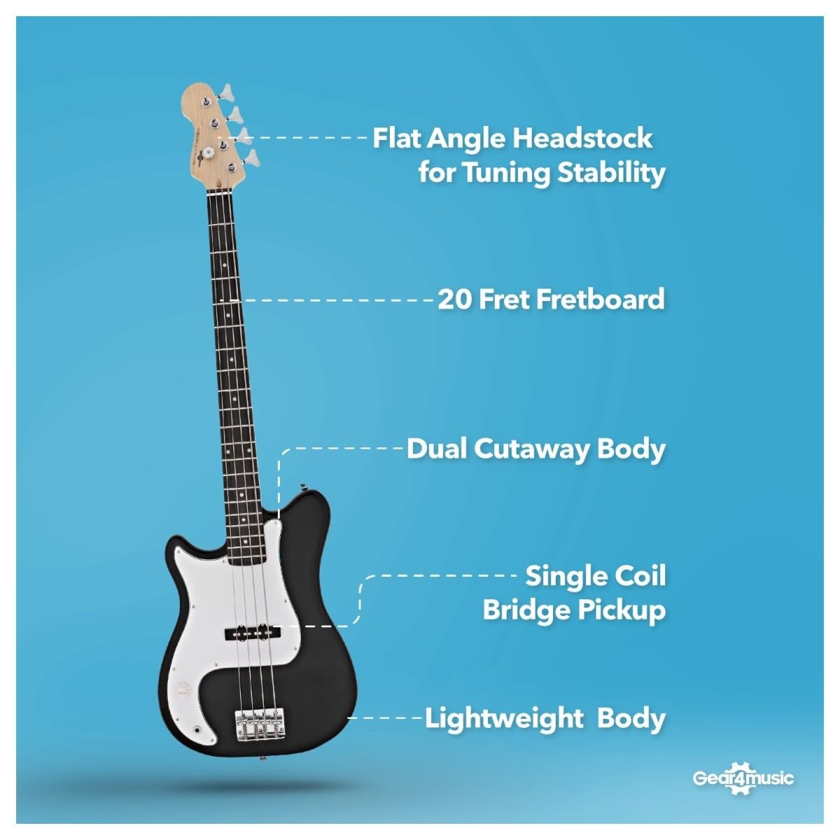 VISIONSTRING Guitarra Baja Eléctrica para Zurdos y Kit de Amplificador para Adultos Principiantes Full Size Guitarras Bajas