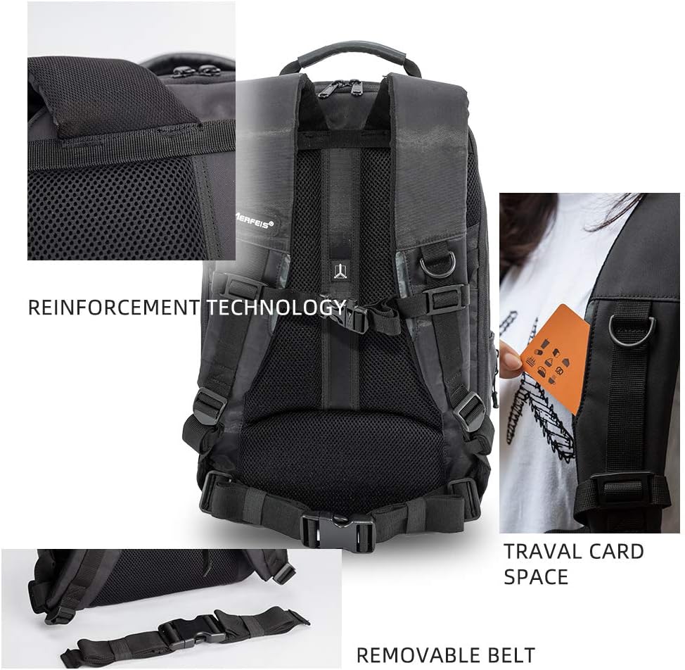 🛒 Crazy Deals AERFEIS Lightweight Camera Backpack Made of Water Resistant Fabric, Anti-Theft DSLR SLR Camera Bag for Women Men Photographer, 15.6 Inch Laptop Compartment Tripod Holder, Traval Bag with Rain Cover
