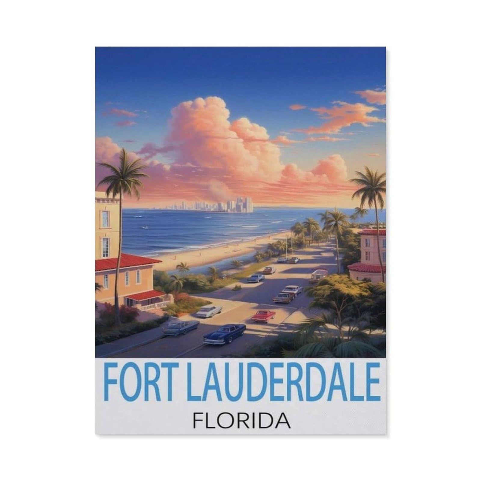 BEAYODKP 5D DIY Full Round Drill Diamond Painting，Fort Lauderdale Florida