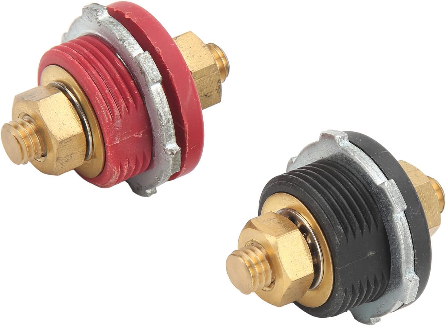 3/8in Remote Battery Terminal Feed Thru, Feeds Thru Panel Batteries Terminals Connectors Stud 250A Positive Negative Junction Post Replacement for Cars Rvs Ships Yachts Red and Black Pair