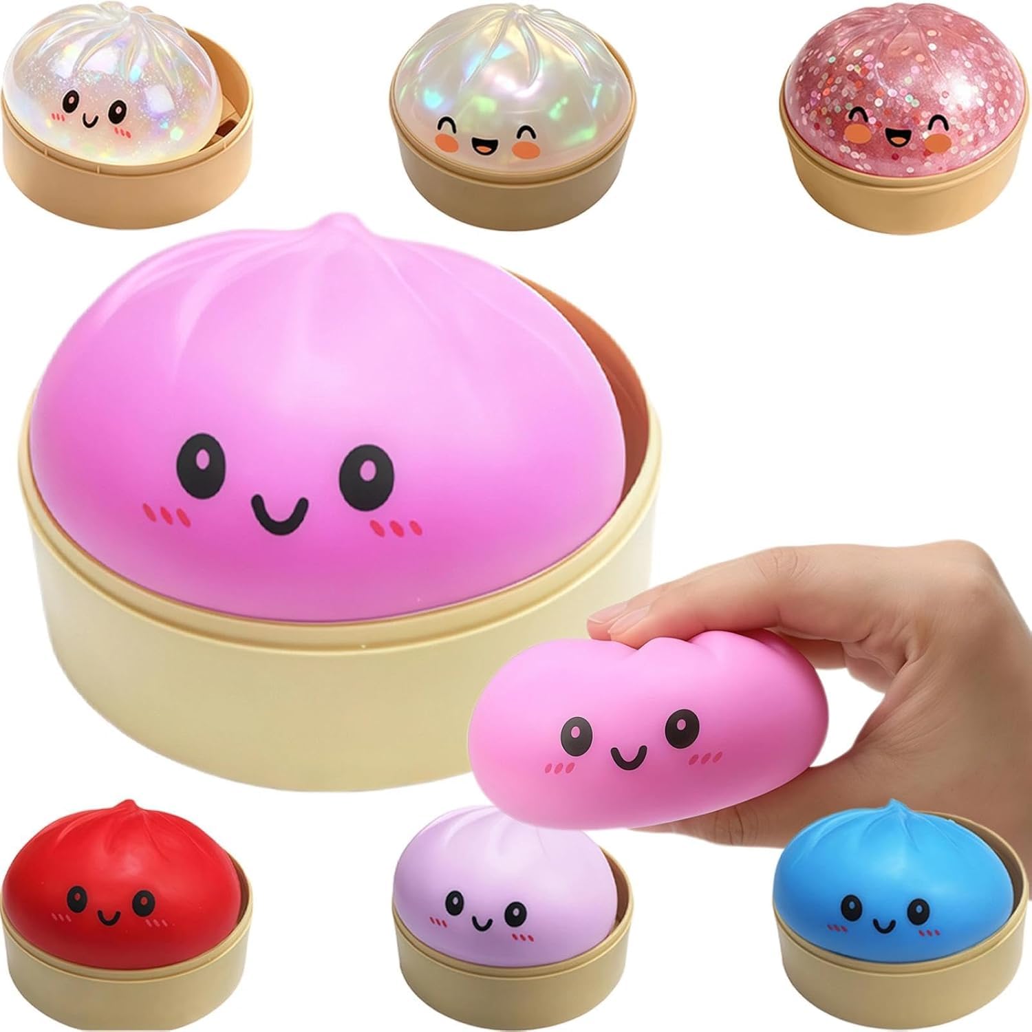 Mystery Dumpling Squishy Blind Box – 8.5CM Cute Stretchy Steam Bun Stress Relief Toy (Random Collectible Design)- Pack of 1