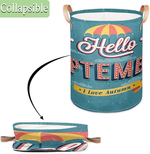 Miniatura 3 de Cesta grande para la ropa sucia de 65 litros con mango de cuero duradero, con cordón impermeable grueso y plegable, cesta de almacenamiento de ropa