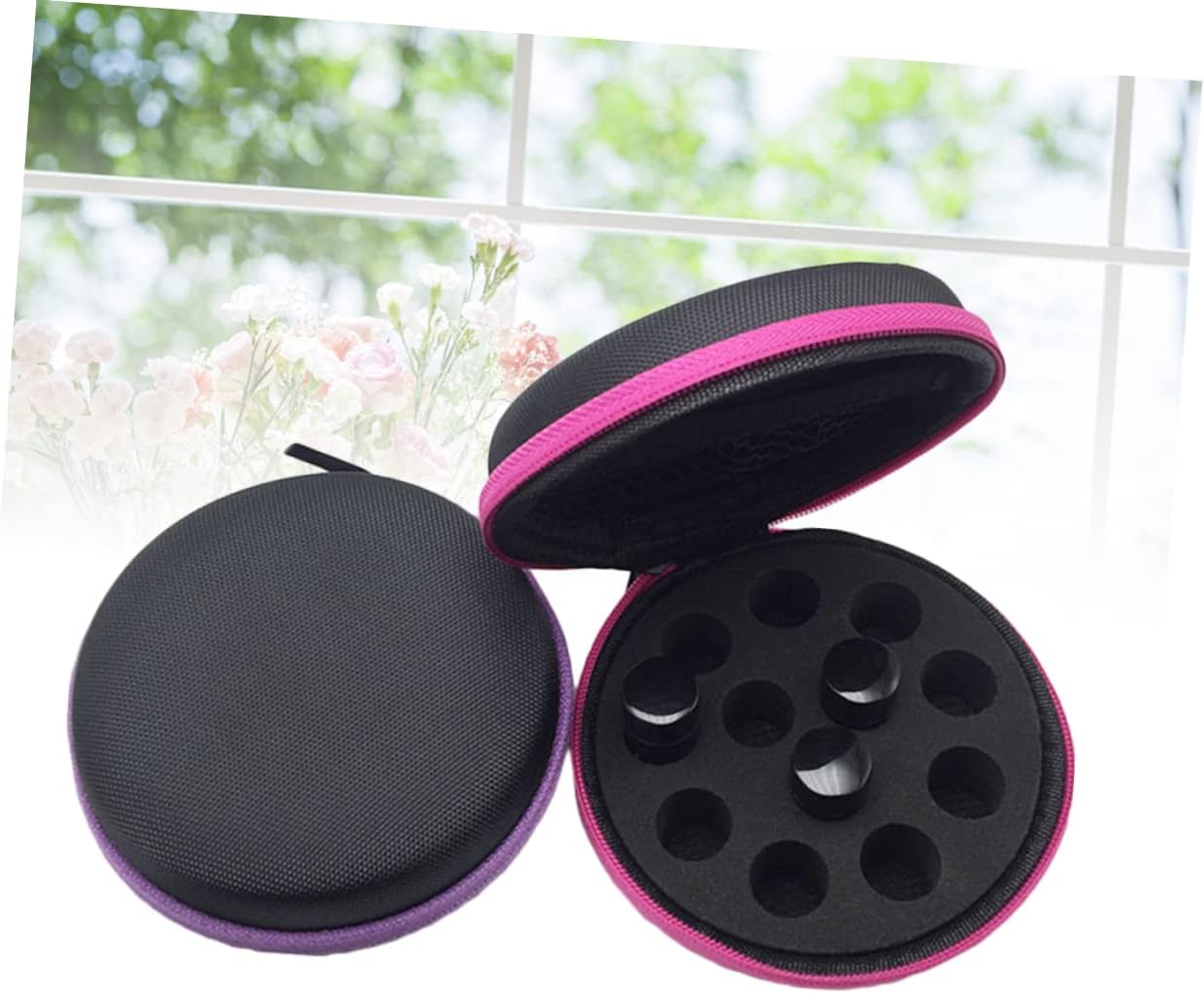 4pcs Storage Case Portable Round Bag for Bottles Shockproof and Easy to Carry Random Color Design for Travel and Organizing