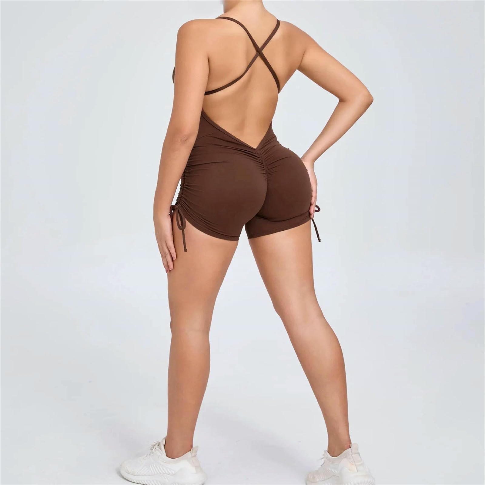 Leggings Deportivos Traje De Yoga para Mujeres Ropa Deportiva Integrada Gimnasio Entrenamiento Fitness Ejercicio Mujeres-café-m