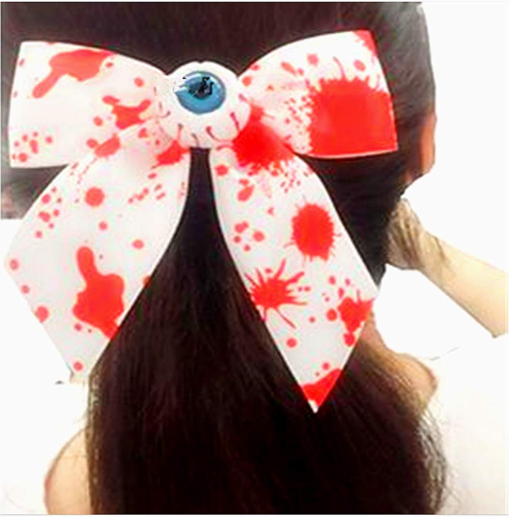 Halloween Horror Bloody Eyeball Bow Ribbon Hair Barrettes Clip Headband for Women Vampire Costume Headpiece Hair Accessories for Festivals Cosplay Ball Prom Party image 2