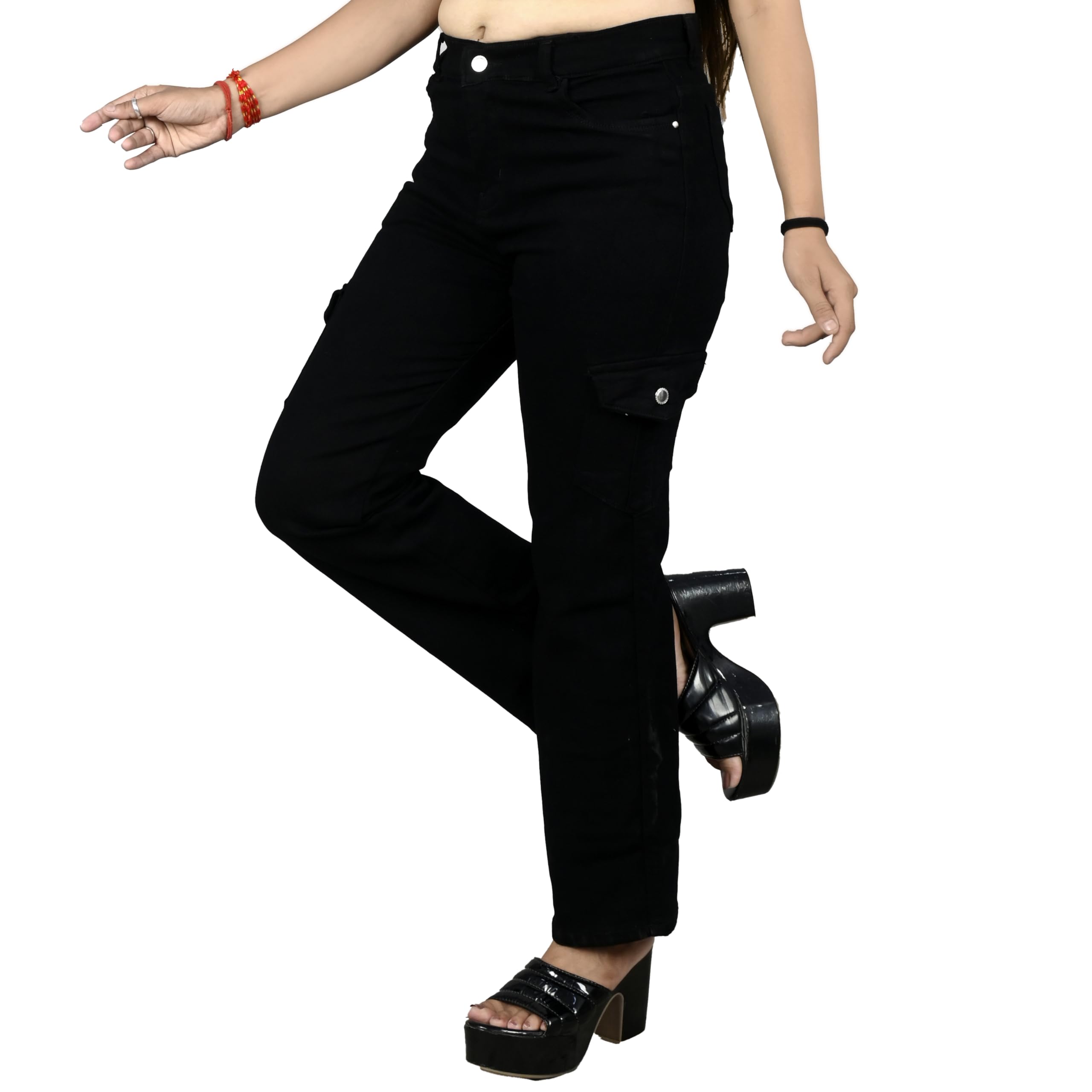 Fashionbazaar4u Regular Fit Stylish Mid-Rise Cargo Jeans for Women – Multiple Pockets(Cargo Jeans)-picture-23