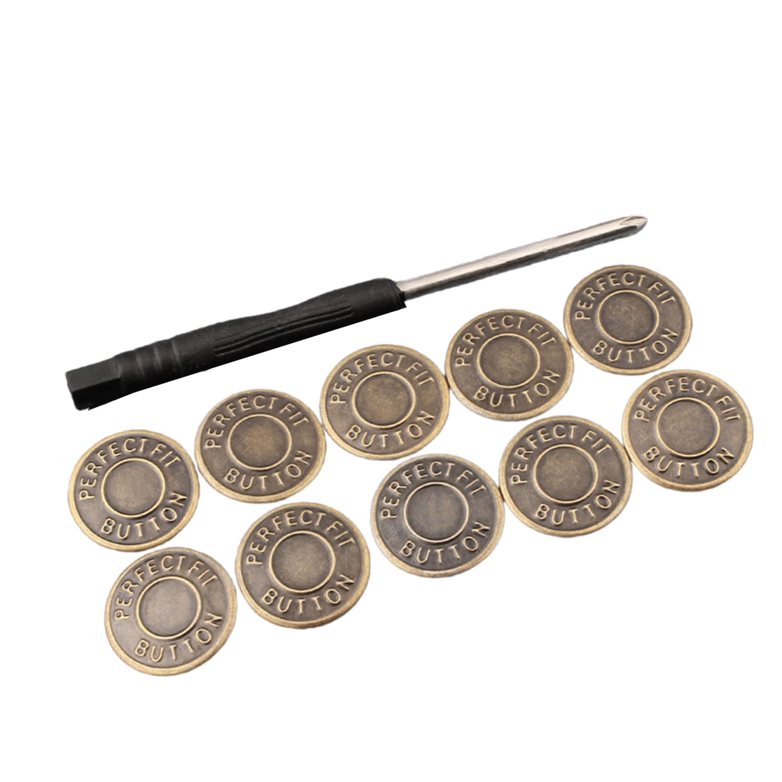PURPLELILY 10 Pcs Jeans Buttons Metal 17mm Waistband Button Trousers Replacement Buttons Without Sewing for Jeans Pants