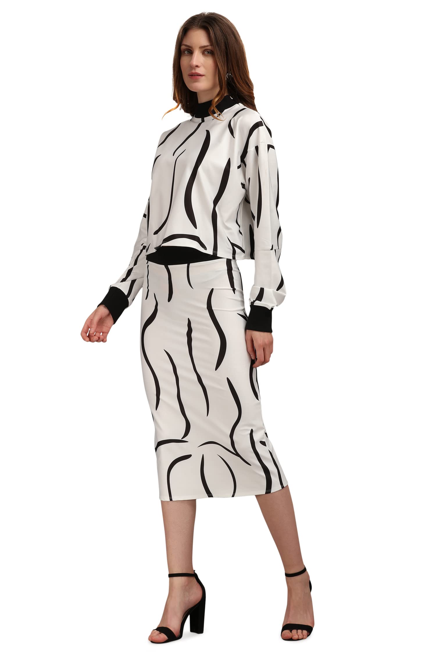 Purvaja Women's Polyester Blend Cocktail Midi Dress (Maxi-017-Black Snake-Xs_Black