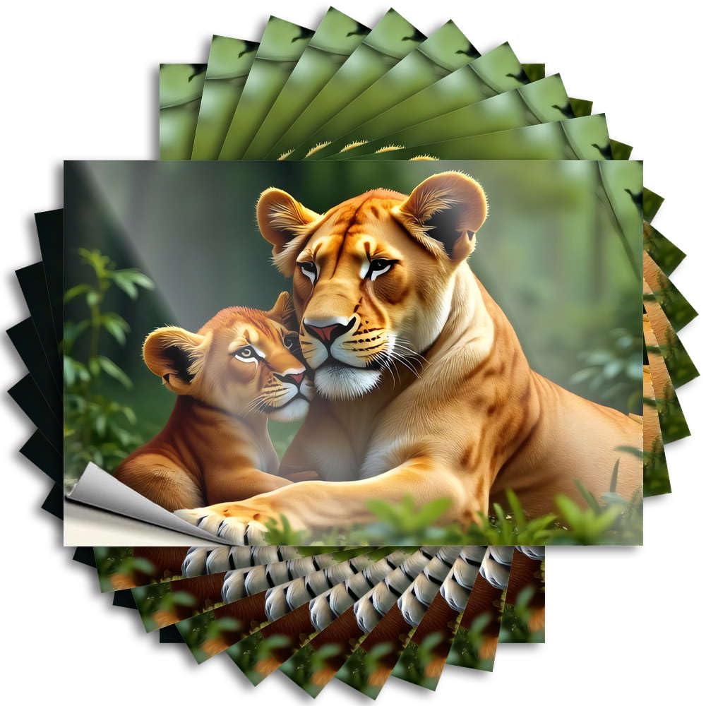 Sticker Laptop Autumn A Lioness and Her Cub in The Jungle for Farmers - Guys Easy Peel Removable(6X9CM)