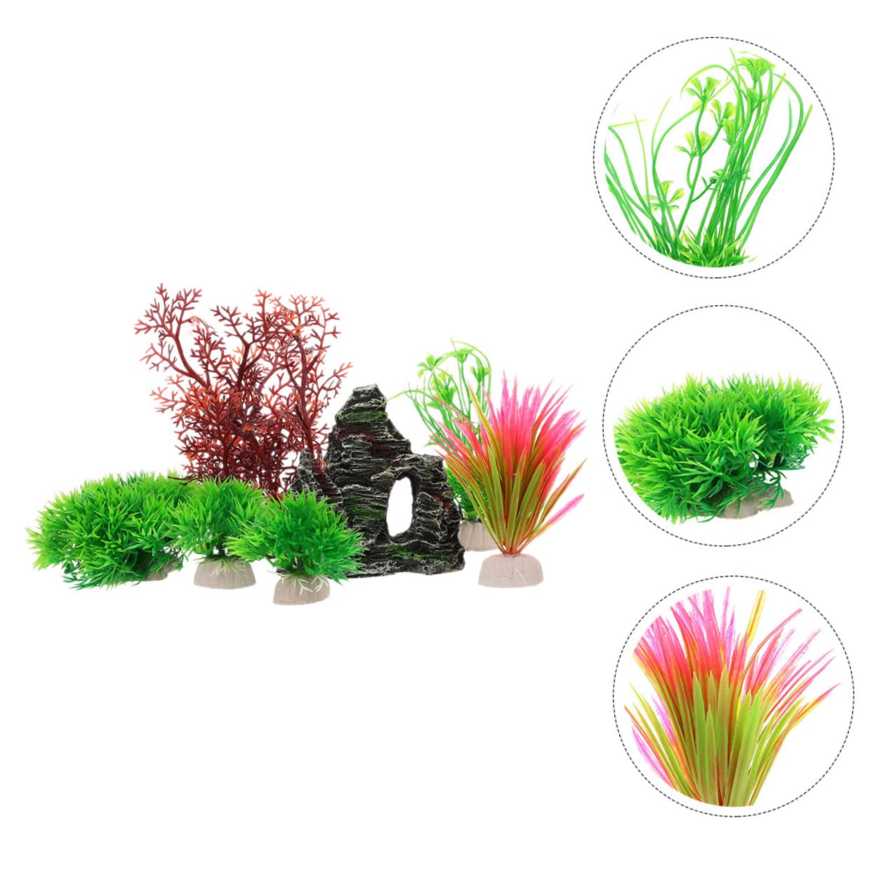 Happyyami 4juegos Decoración Acuática Artificial De Plantas De Acuario Adornos para Peceras y Acuarios Paisajismo Acuático Elegante y Seguro para Peces