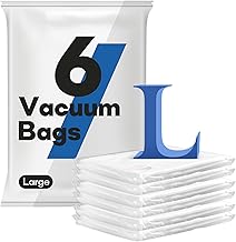 Vacuum Bags for Clothes, 6 Pack, Large (80 x 60 cm), Reusable, Space Saving Vacuum Bags for Bedding, Duvets, Travel