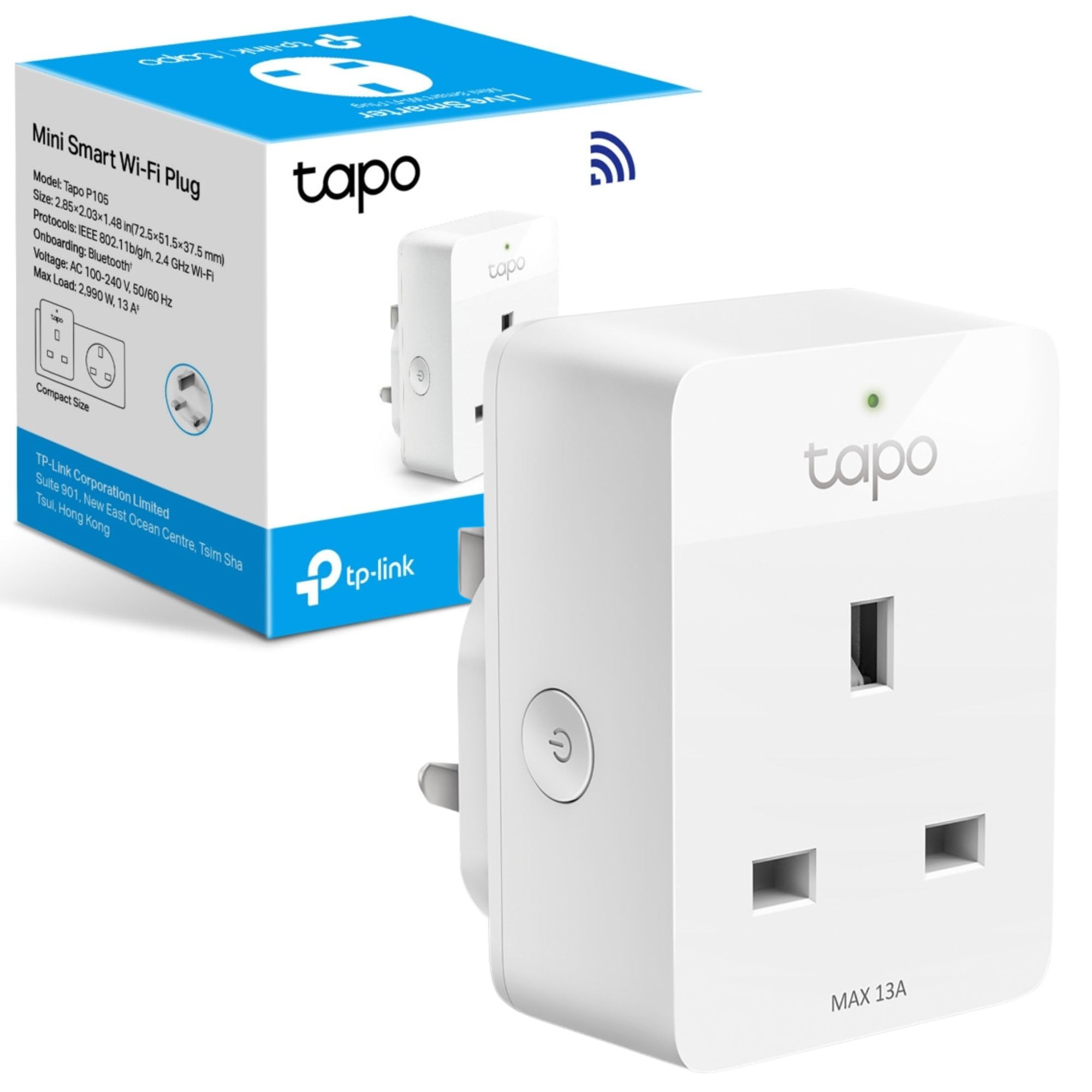 Tapo Tapo P105 WiFi Smart Plug, Hands-Free Remote App and Voice Control, Schedule & Timer, Support Higher-Power Appliances, Multiple Safety Guarantees, Easy setup, Away Mode, Works with Alexa & Google