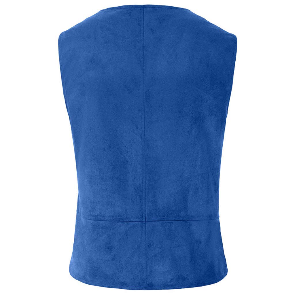 Chaleco medieval de hombres sin mangas con lazo frontal ajustable azul L 2