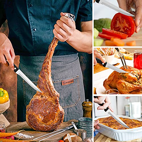 Foto von Joyfair Steakmesser Set, 12 Stück Gezacktes Steakbesteck, Edelstahl Steak Besteck Messer für Haus Restaurant Hotel, Rostfrei & Spülmaschinenfest