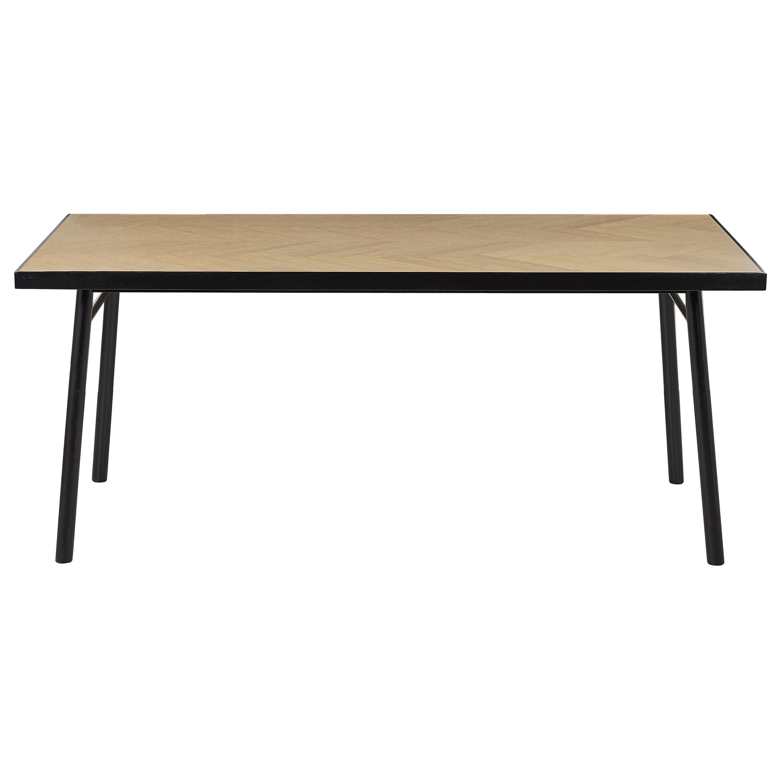 Beliani Esstisch helle Esche Holzoptik 180x90 cm für 6 Personen Holzbeine schwarz Ivorie