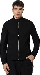 Arrow Sports Mens Black Solid Long Sleeve Polyester Classic Jacket