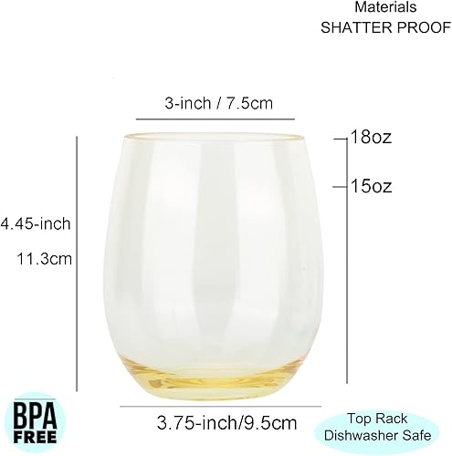 Miniatura 9 de KOXIN-KARLU Vasos de vino clásicos de acrílico sin tallo, de 18 onzas, vaso de plástico irrompible, juego de 6 vasos transparentes