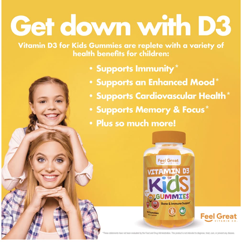 Kids Vitamin D Gummies (3 Month Supply) by Feel Great Vitamin Co