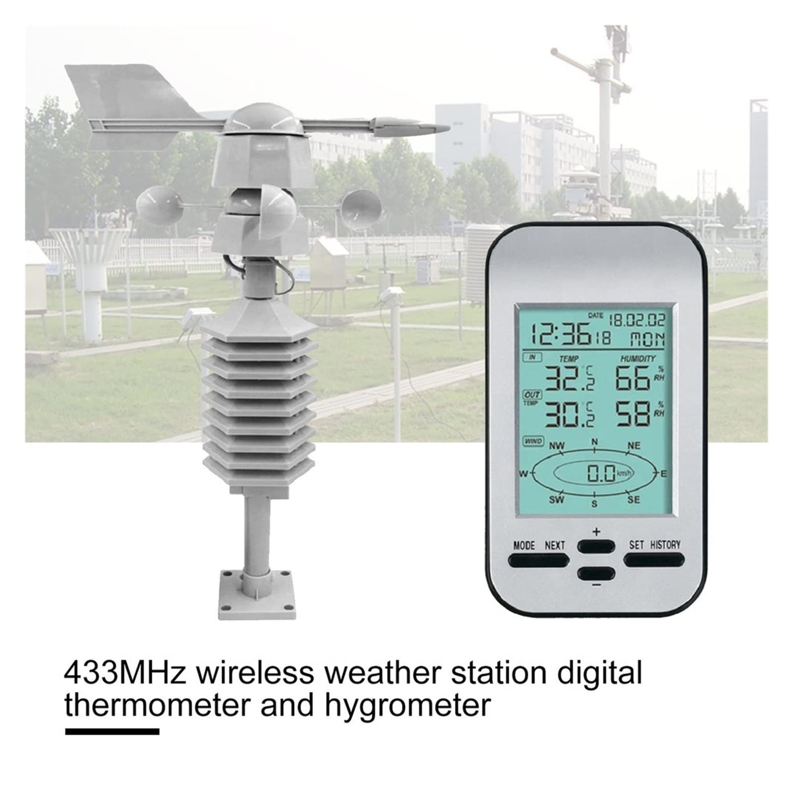 Bezprzewodowa stacja pogodowa Anemometr Czujnik kierunku prędkości wiatru Meteorometr Cyfrowy miernik temperatury i wilgotności wiatru