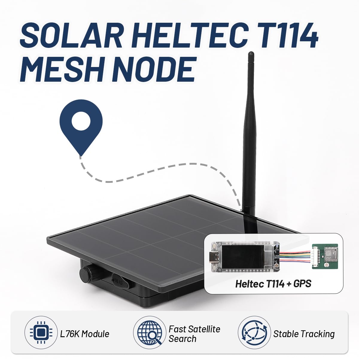 Keepteen D5L-H4 - Kit solare LoRa, ripetitore in rete, 5 W, pannello solare con modulo Heltec T114 LoRa, compatibile con tastiera/mesh core, 868 MHz e GPS, installazione rapida Bluetooth