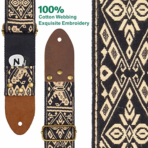 Nefelibata Guitar Strap, Gold Butterfly, Three Spikes Leather Ended Acoustic Guitar Electric Guitar Bass Guitar Straps, Free With Lock And Head Strap #TOP1